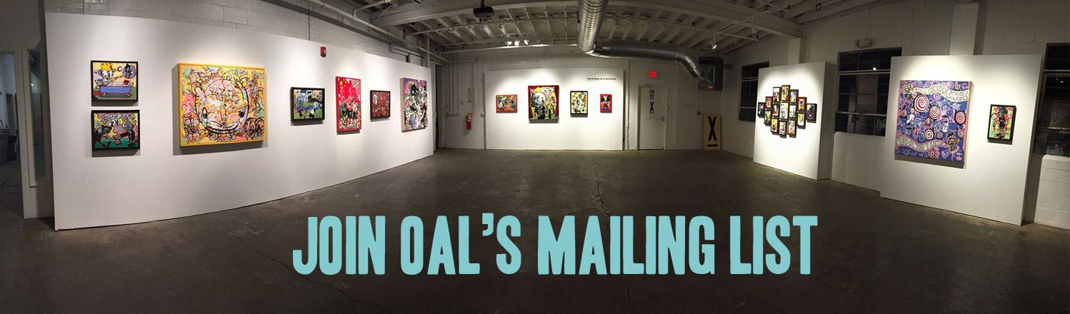 Image of art gallery with text Join OAL's Mailing List